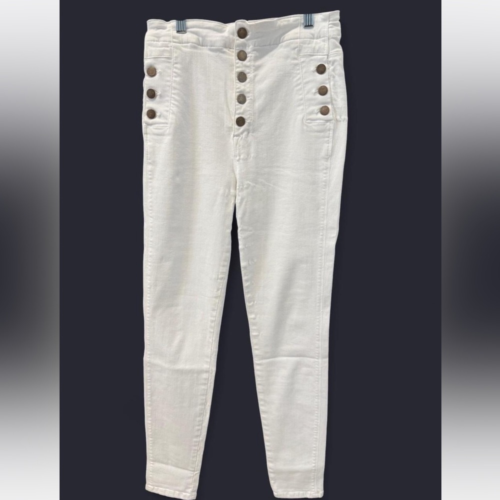 JBrand White High-Waisted Button-Up Pants